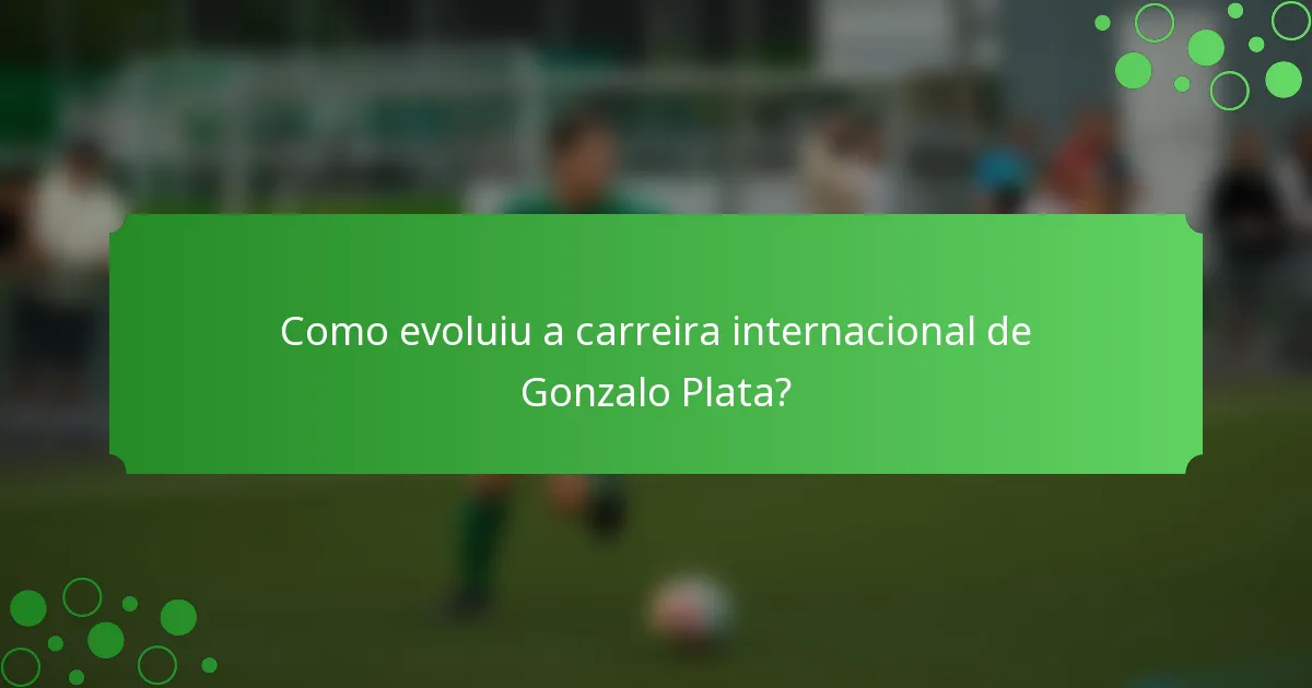 Como evoluiu a carreira internacional de Gonzalo Plata?
