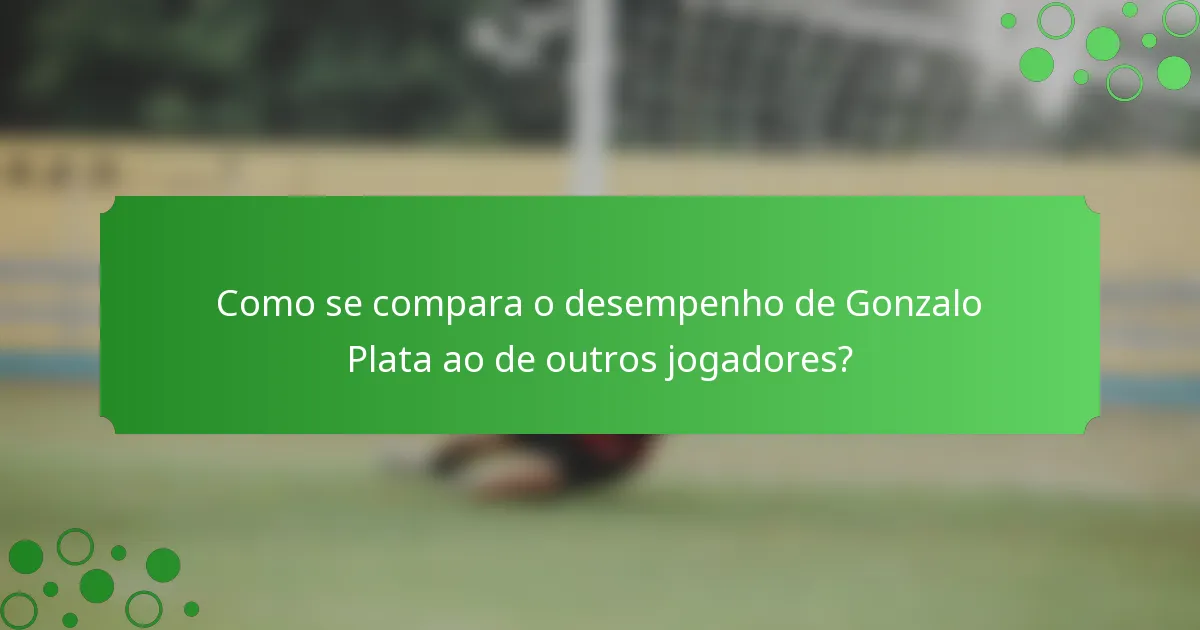 Como se compara o desempenho de Gonzalo Plata ao de outros jogadores?
