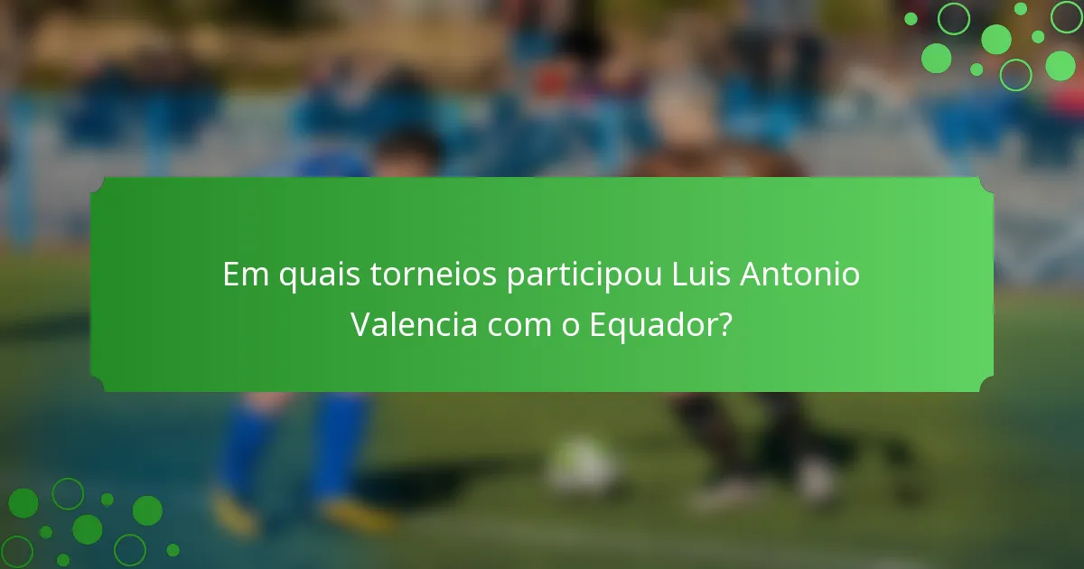 Em quais torneios participou Luis Antonio Valencia com o Equador?