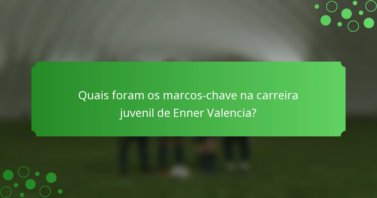 Quais foram os marcos-chave na carreira juvenil de Enner Valencia?