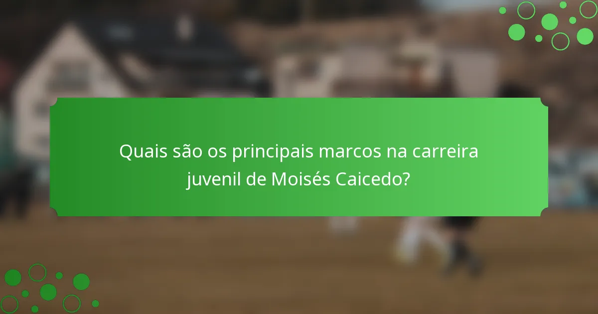 Quais são os principais marcos na carreira juvenil de Moisés Caicedo?