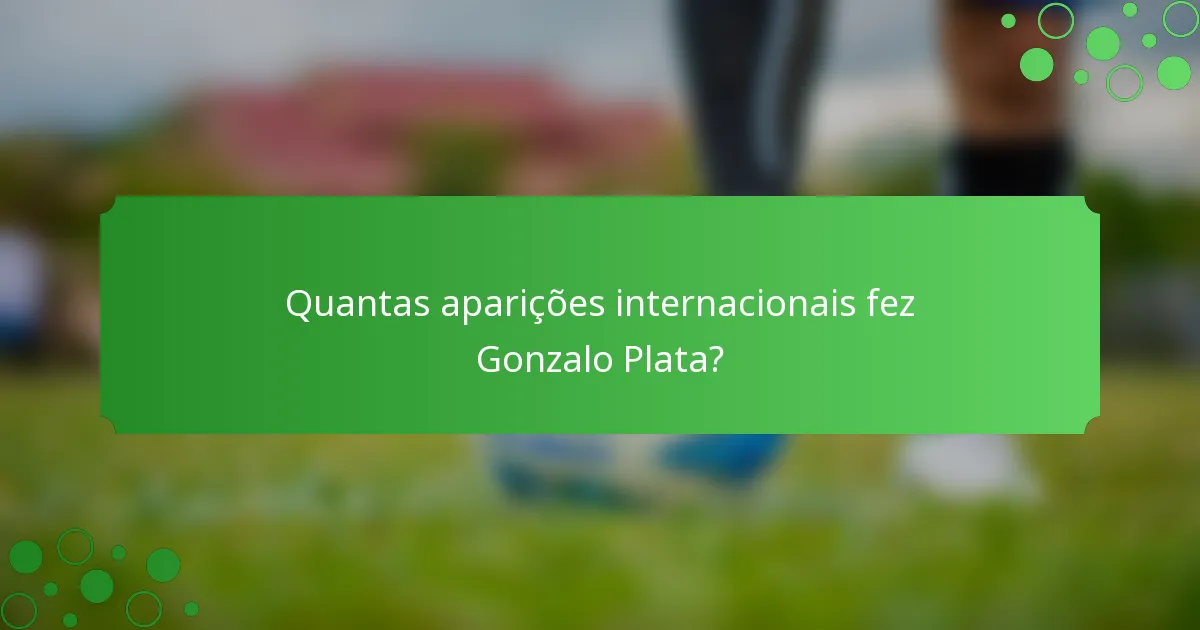 Quantas aparições internacionais fez Gonzalo Plata?