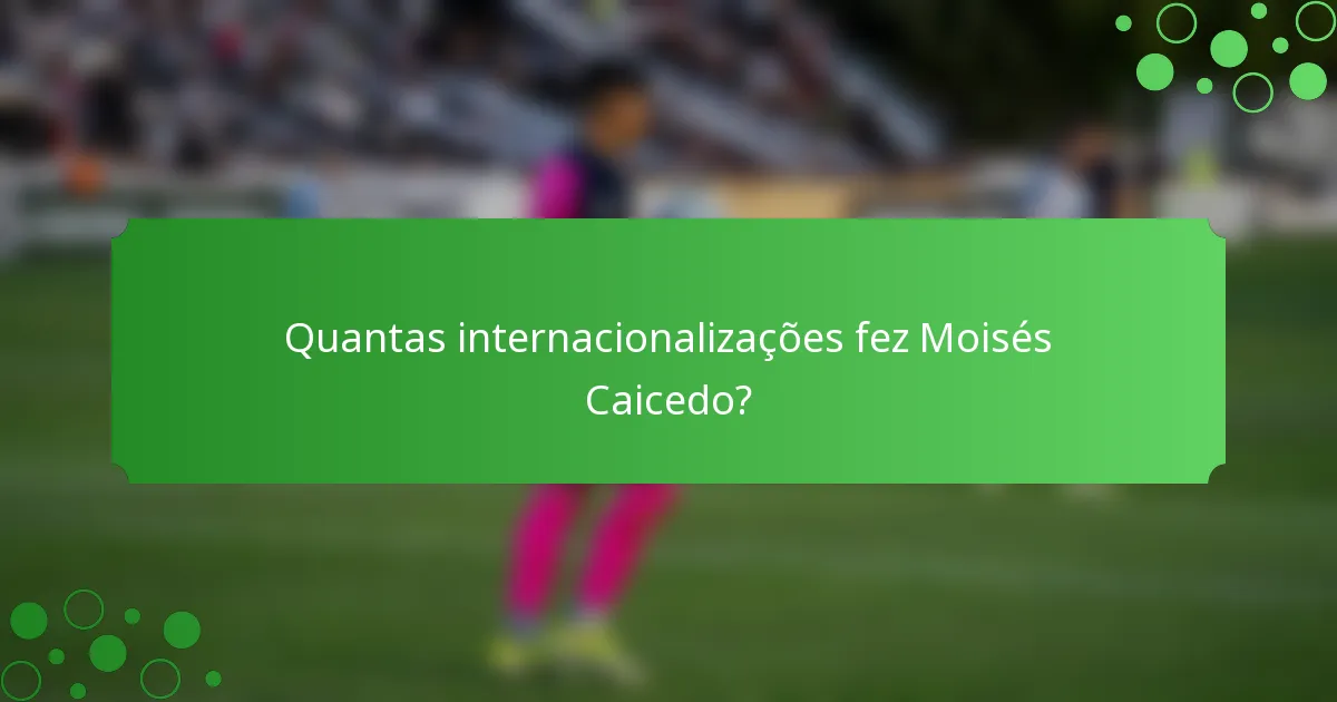 Quantas internacionalizações fez Moisés Caicedo?
